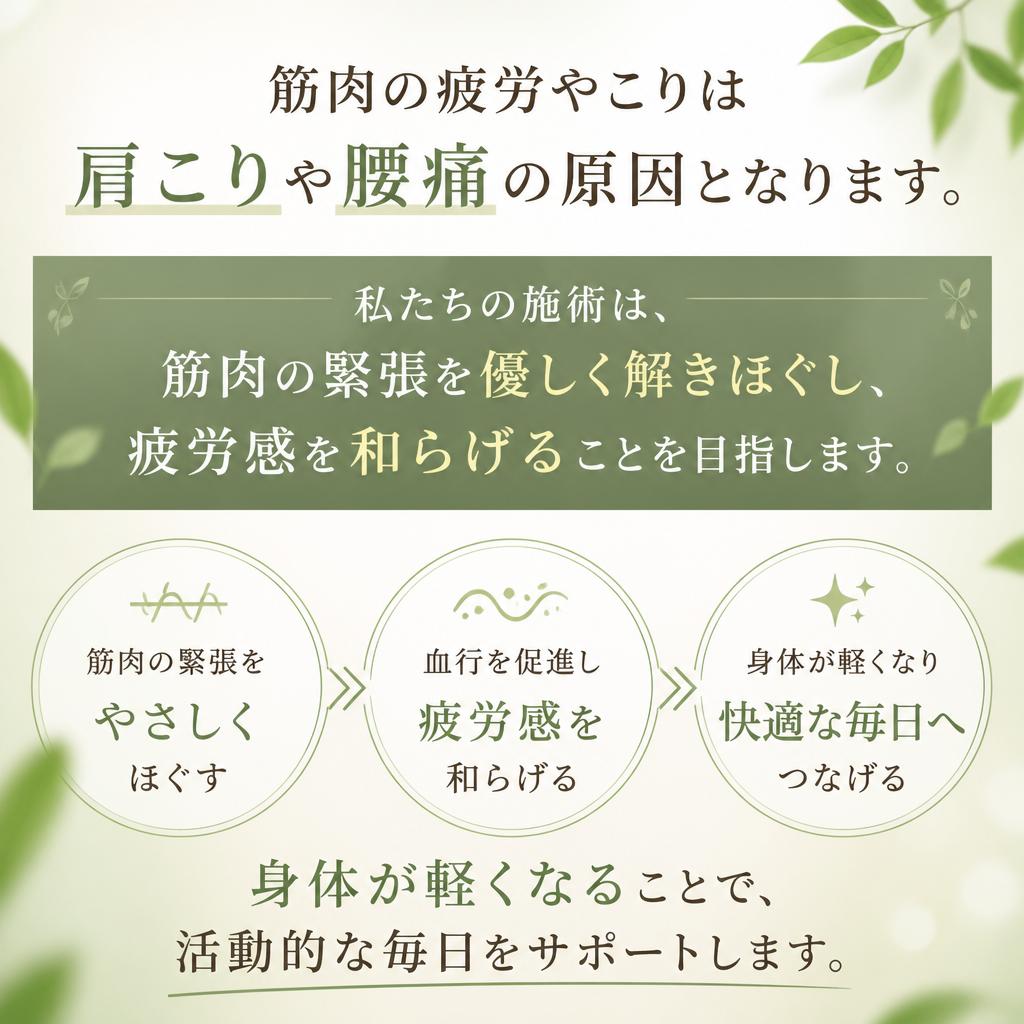 筋肉疲労を軽減するための施術